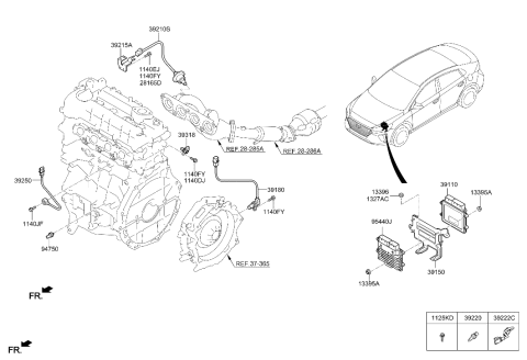 2020 Hyundai Ioniq Sensor-Crankshaft Position Diagram for 39180-03301