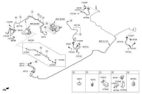 2015 Hyundai Azera Hose-Brake Rear,LH Diagram for 58737-G2500