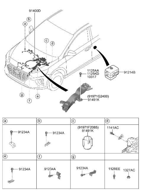 2021 Hyundai Ioniq WIRING ASSY-CONTROL Diagram for 91415-G2190