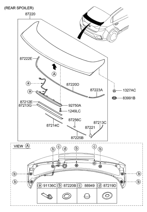 2021 Hyundai Ioniq Hybrid Roof Garnish & Rear Spoiler Diagram 2