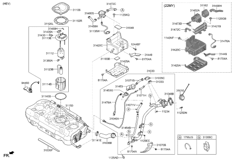 2022 Hyundai Ioniq Fuel Pump Filter Diagram for 31112-C3500