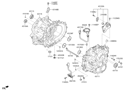 2022 Hyundai Ioniq Case-Manual Transmission Diagram for 43111-2B001