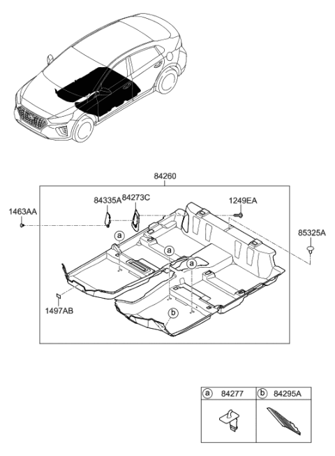 2022 Hyundai Ioniq Carpet Assembly-Floor Diagram for 84260-G2701-T9Y