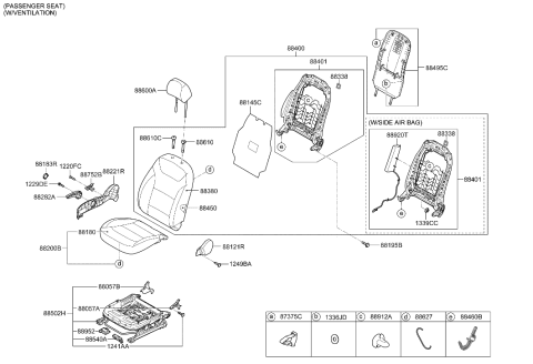 2022 Hyundai Ioniq Front Right-Hand Seat Back Covering Assembly Diagram for 88460-G2035-WSC