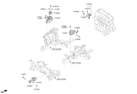 2021 Hyundai Ioniq Support Engine Mounting Bracket Diagram for 21825-G2000