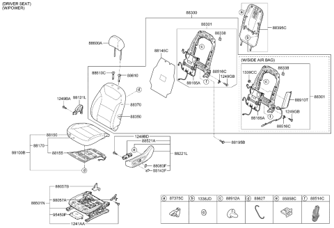 2022 Hyundai Ioniq Front Left-Hand Seat Back Covering Assembly Diagram for 88360-G2015-WSC
