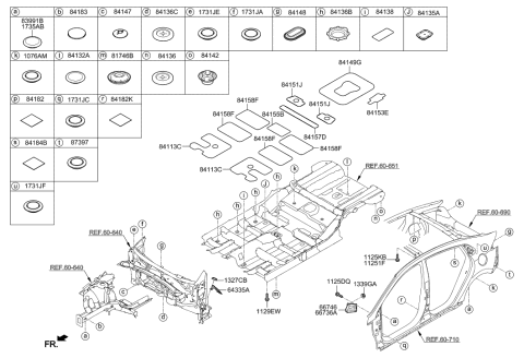 2022 Hyundai Ioniq Pad-Antivibration Center Floor Center,LH Diagram for 84158-F2000