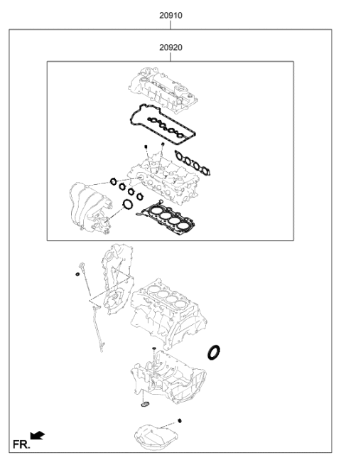 2021 Hyundai Ioniq Gasket Kit-Engine Overhaul Diagram for 20910-03U08