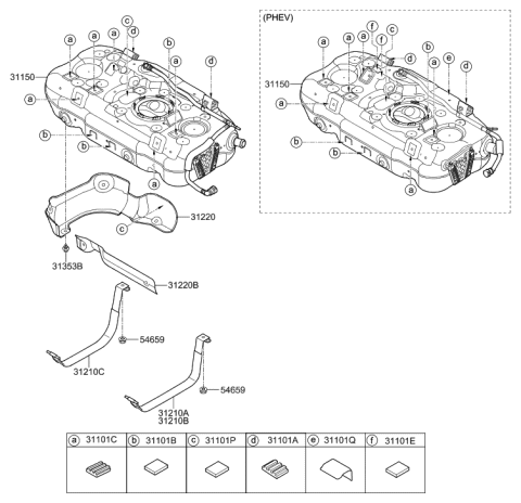 2022 Hyundai Ioniq Pad-Fuel Tank Diagram for 31101-G2100