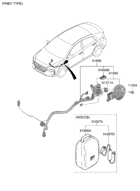 2021 Hyundai Ioniq Housing Assembly-Charge Port Dr Diagram for 81596-G7001