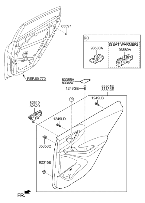 2022 Hyundai Ioniq Rear Door Trim Diagram