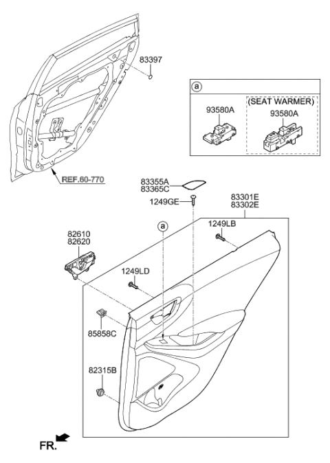 2020 Hyundai Ioniq Hybrid Rear Door Trim Diagram