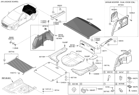 2022 Hyundai Ioniq Grille Assembly-Rear Speaker Diagram for 85733-G2000-T9Y