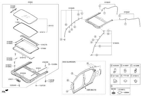 2022 Hyundai Ioniq Sunroof Assembly Diagram for 81600-G2000-TTX