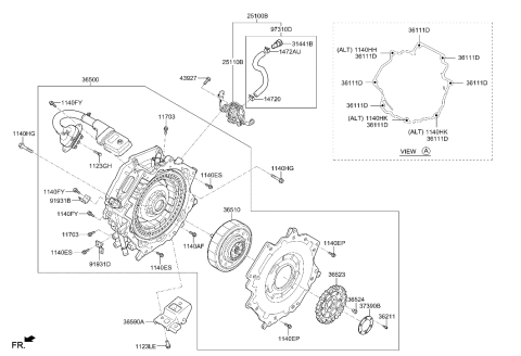 2021 Hyundai Ioniq Traction Motor & Gdu Assy Diagram