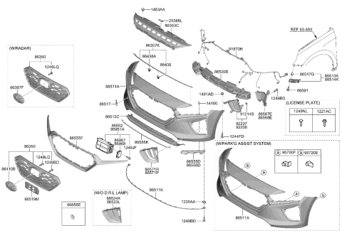 2015 Hyundai Azera Bracket-Front Bumper Side Support,LH Diagram for 86555-G2000