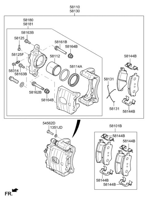 2023 Hyundai Genesis GV70 CALIPER Kit-Front Brake,LH Diagram for 58180-G2A00