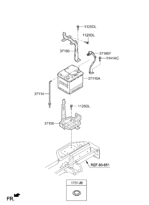 2021 Hyundai Ioniq Hybrid Battery & Cable Diagram