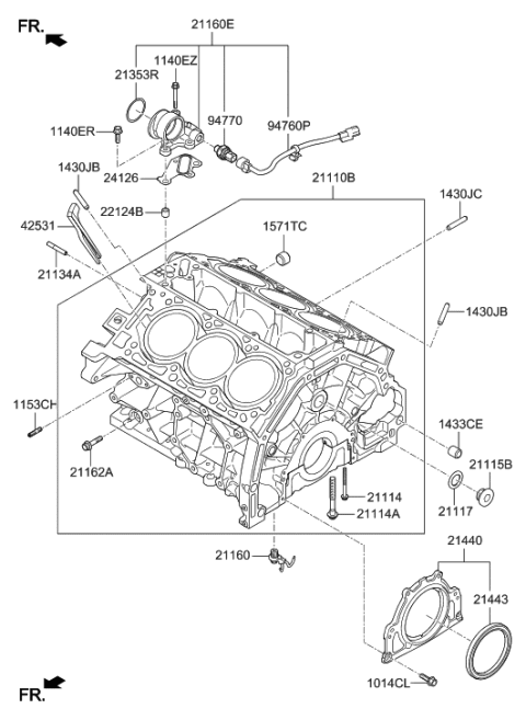 2018 Hyundai Genesis G90 Block Sub Assembly-Cylinder Diagram for 21110-3LTA0