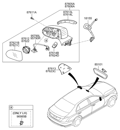 2019 Hyundai Genesis G90 Lamp Assembly-Outside Mirror,RH Diagram for 87623-D2000