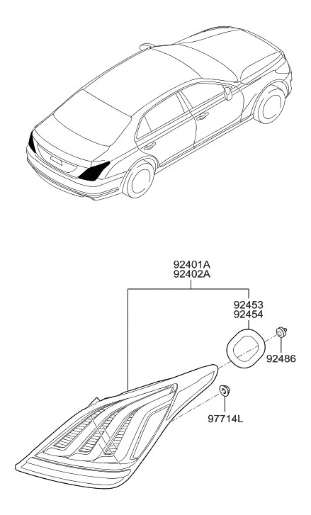 2018 Hyundai Genesis G90 Rear Combination Lamp Diagram