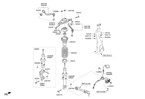 2017 Hyundai Genesis G90 Strut Assembly, Front, Left Diagram for 54605-D2451