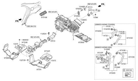 2018 Hyundai Genesis G90 Cover Assembly-Under,RH Diagram for 97285-D2000-VVB