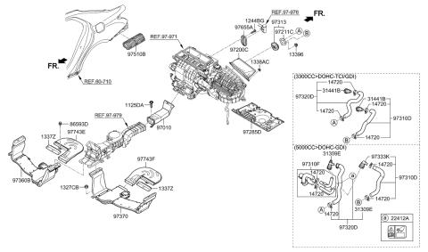 2019 Hyundai Genesis G90 Heater System-Duct & Hose Diagram