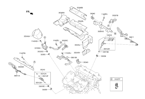 2017 Hyundai Genesis G90 Throttle Body & Injector Diagram 1