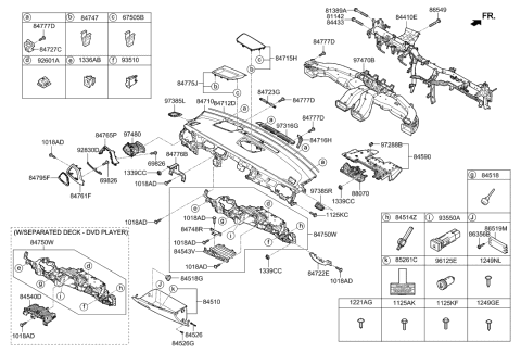 2011 Hyundai Elantra Touring Glove Box Assembly Diagram for 84501-D2100-VVB