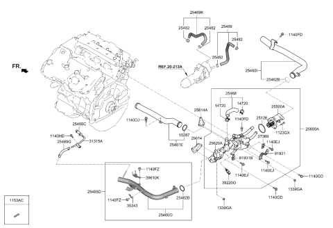 2019 Hyundai Genesis G90 Housing Assembly-THERMOSTAT Diagram for 25620-3FAA1