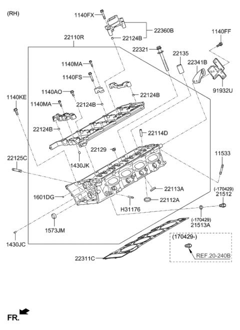 2017 Hyundai Genesis G90 Cylinder Head Diagram 4