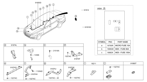 2018 Hyundai Genesis G90 Midifuse-80A Diagram for 18980-05959