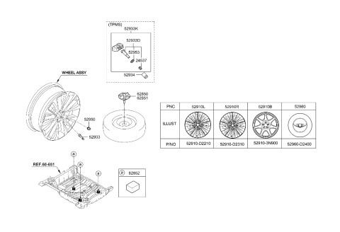 2017 Hyundai Genesis G90 Wheel & Cap Diagram