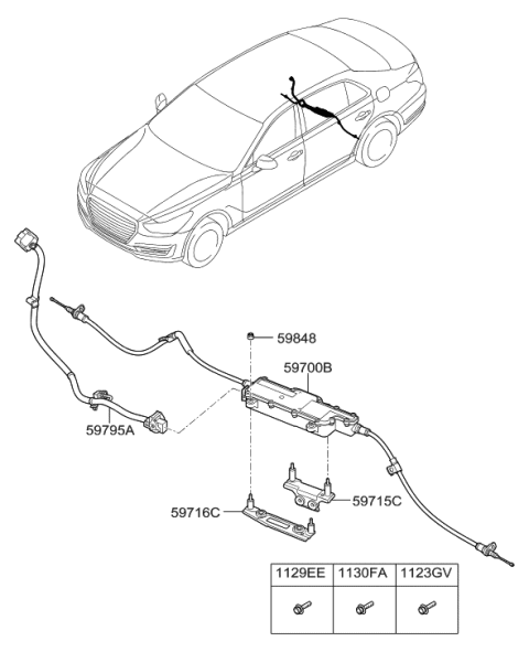 2019 Hyundai Genesis G90 Parking Brake Assembly-Electronic Diagram for 59700-D2000