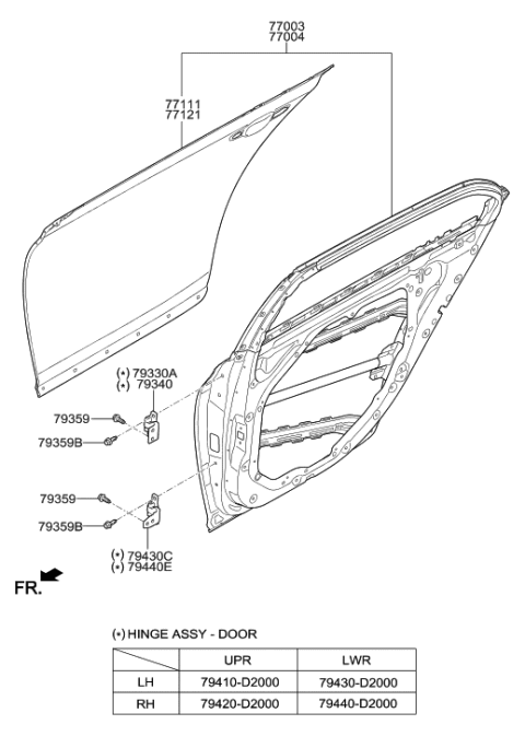 2019 Hyundai Genesis G90 Panel-Rear Door Outer,RH Diagram for 77121-D2000