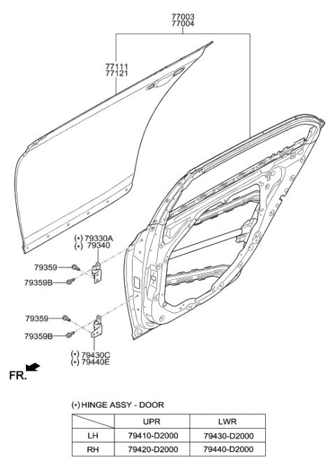 2018 Hyundai Genesis G90 Rear Door Panel Diagram