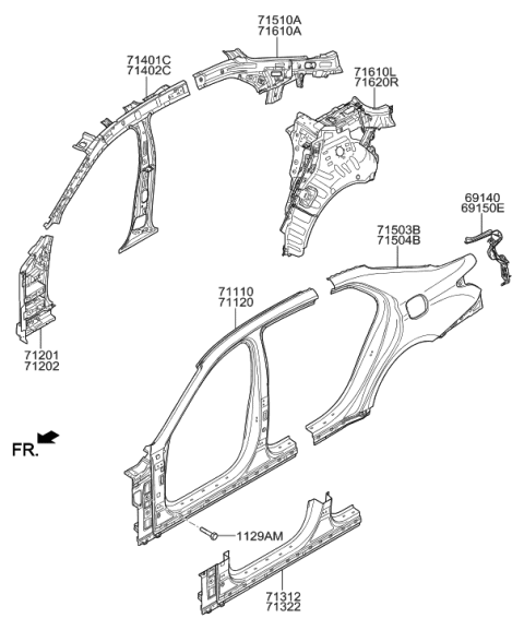 2019 Hyundai Genesis G90 Panel Assembly-Quarter Inner Lower,RH Diagram for 71620-D2010