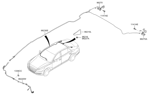 2019 Hyundai Genesis G90 Combination Antenna Assembly Diagram for 96210-D2090-N5M