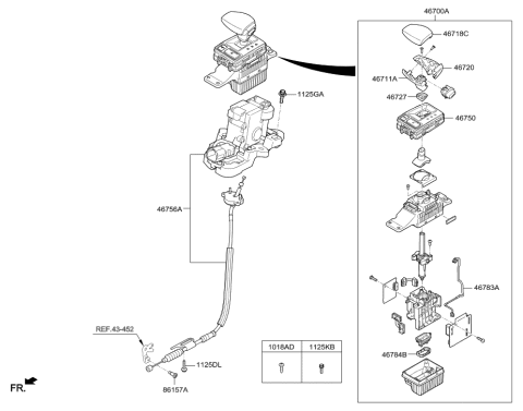 2017 Hyundai Genesis G90 Knob Assembly-Gear Shift Lever Diagram for 46718-D2100