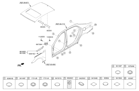 2018 Hyundai Genesis G90 Cover Assembly-Fender Side,LH Diagram for 86551-D2000