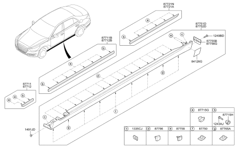 2017 Hyundai Genesis G90 Moulding Assembly-Side Sill,LH Diagram for 87751-D2000