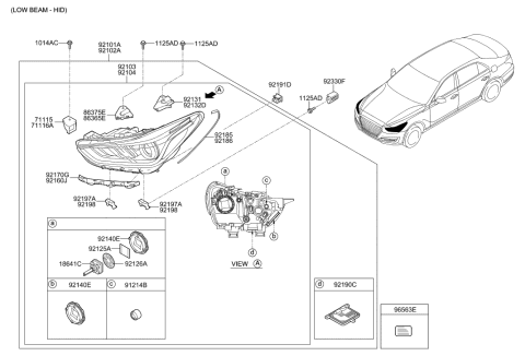 2019 Hyundai Genesis G90 Head Lamp Diagram 1