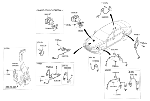 2011 Hyundai Elantra Touring Sensor Assembly-Abs Real Wheel ,RH Diagram for 59930-D2000