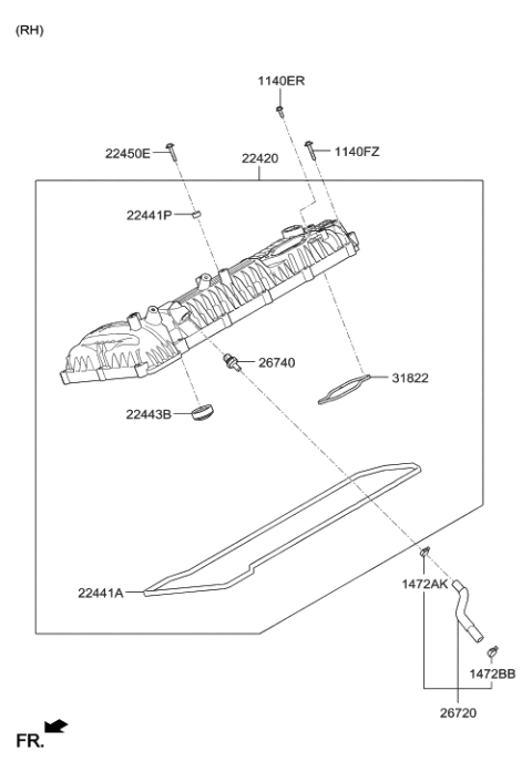 2017 Hyundai Genesis G90 Rocker Cover Diagram 3