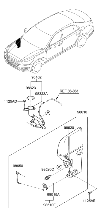 2018 Hyundai Genesis G90 FUNNEL Assembly Diagram for 98622-D2600