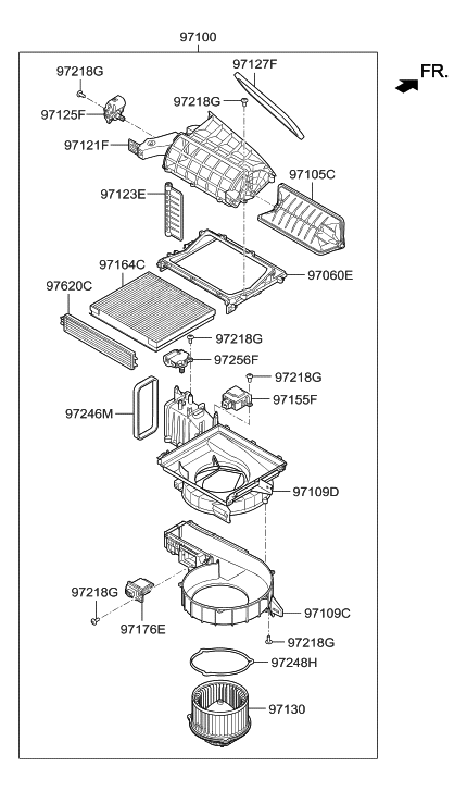 2011 Hyundai Elantra Touring Cabin Air Filter Diagram for 97133-B1000