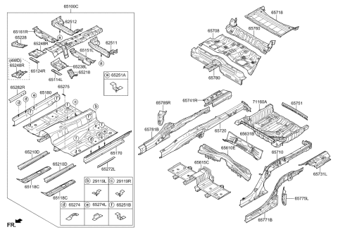 2010 Hyundai Elantra Touring Panel Assembly-Floor,Center Diagram for 65100-D2000