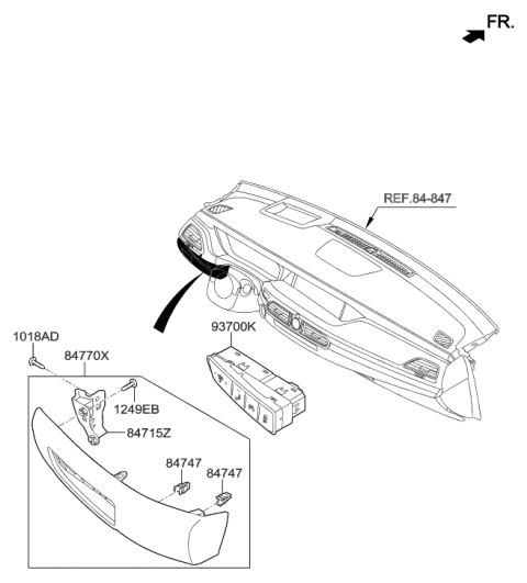 2019 Hyundai Genesis G90 SWTICH Assembly-Crash Pad Lower,LH Diagram for 93700-D2400-VV5