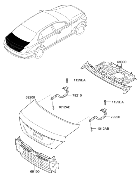 2018 Hyundai Genesis G90 Panel Assembly-Trunk Lid Diagram for 69200-D2020